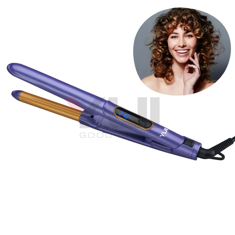 Yui KB3032 Ceramic Plate Led Display Afro Wave 13 mm Lilac Color Curling Iron