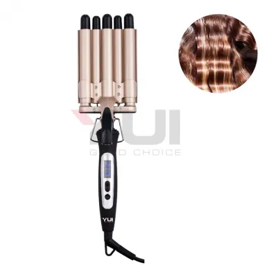 Yui-KB-55 Yui KB55 Ceramic Plate 19mm Water Wave Wag Curling Iron with Led Indicator